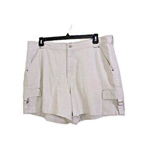 Vintage Riveted By Lee Womens Mom Jean Cargo Shorts Beige Size 22WM 5 In Inseam